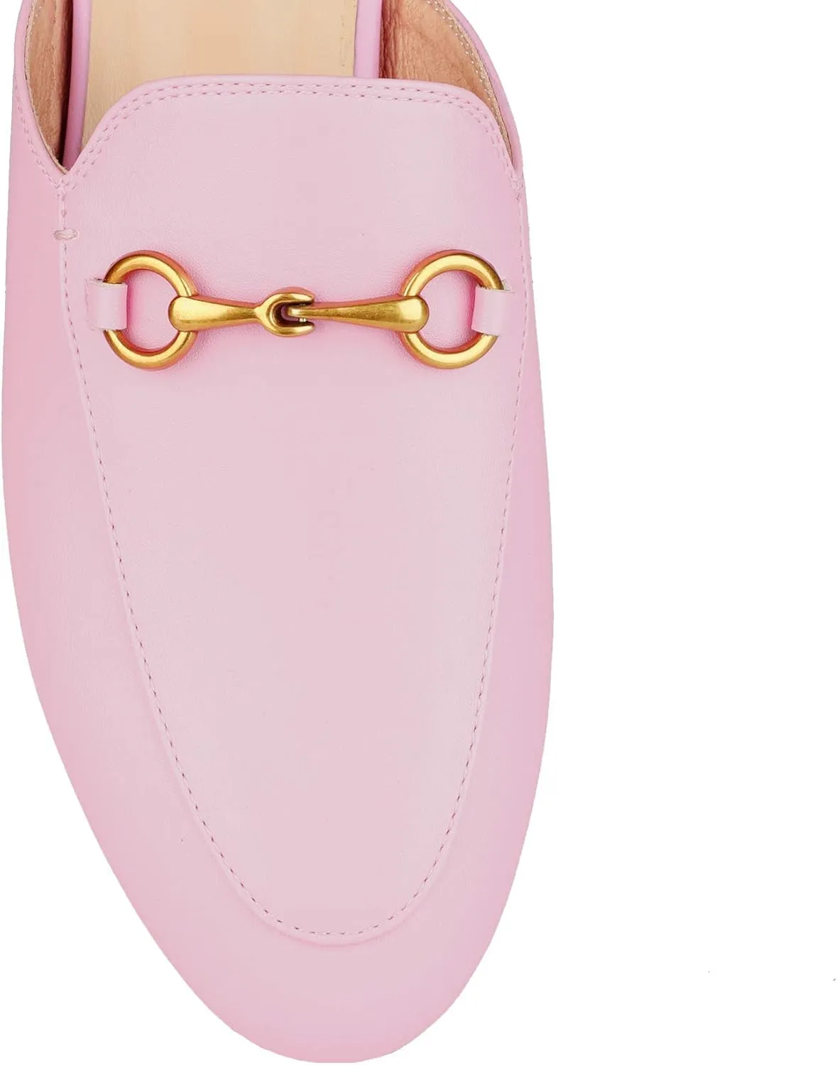 Mules for Women Comfort Slip On Leather Flats Closed Pointed Toe Slides with Metal Decoration Backless Loafers