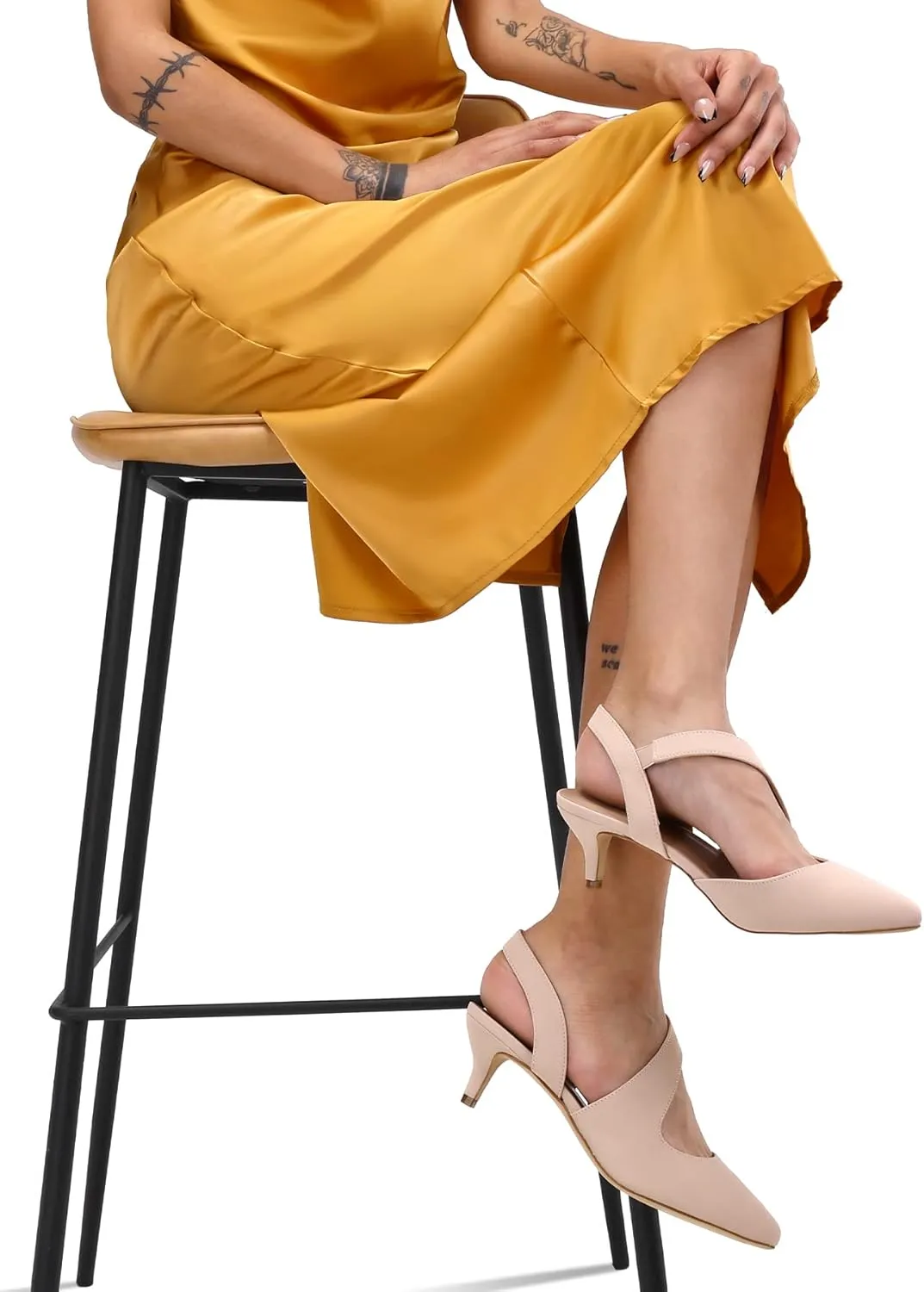 mysoft Women's Dress Shoes Low Heels 2 inch Kitten Pumps Slingback Wedding Party Medium/Wide Width Shoes