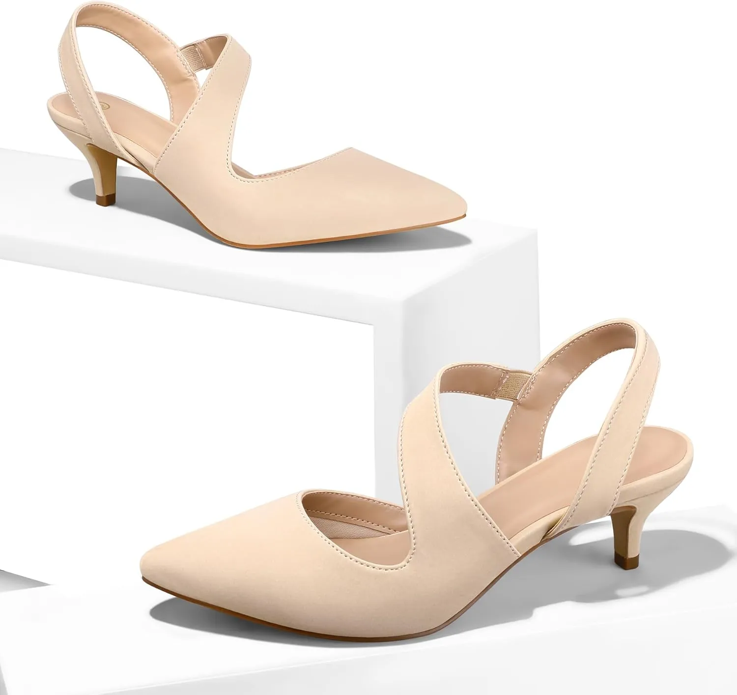 mysoft Women's Dress Shoes Low Heels 2 inch Kitten Pumps Slingback Wedding Party Medium/Wide Width Shoes