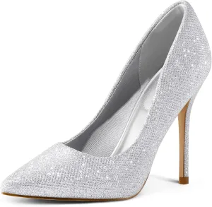 mysoft Women's High Heels Pumps Closed Pointed Toe Stiletto 4IN Heels Dress Wedding Shoes