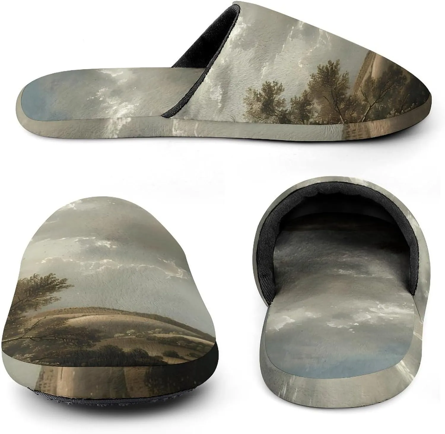 Nature Grassland Wilderness Warm Mens Slippers Winter Slip On Breathable Lightweight House Shoes Washable Indoor