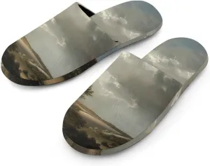 Nature Grassland Wilderness Warm Mens Slippers Winter Slip On Breathable Lightweight House Shoes Washable Indoor