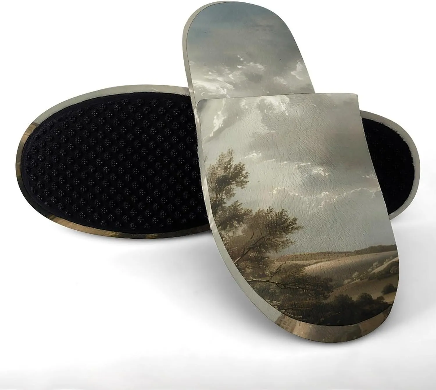 Nature Grassland Wilderness Warm Mens Slippers Winter Slip On Breathable Lightweight House Shoes Washable Indoor