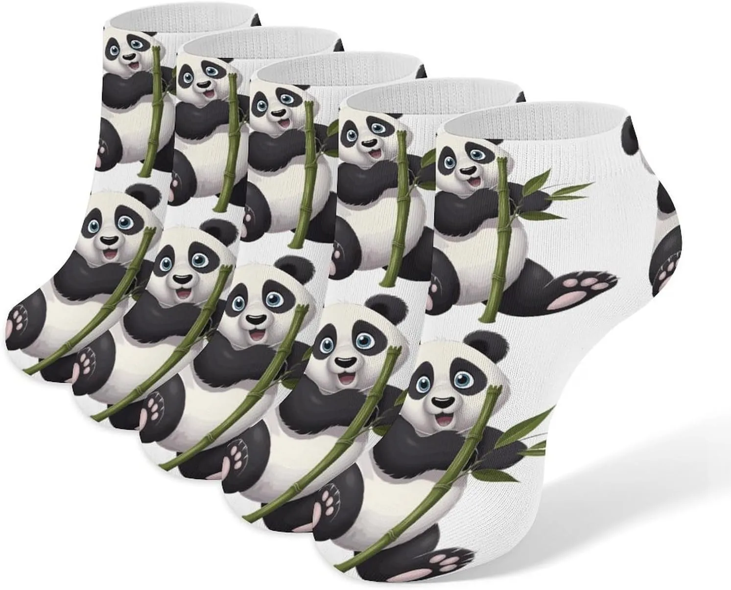 Naughty Panda Ankle Socks for Men & Women, 5 Pairs Breathable Soft Low Cut Socks, Stretch Sweat Wicking Sox