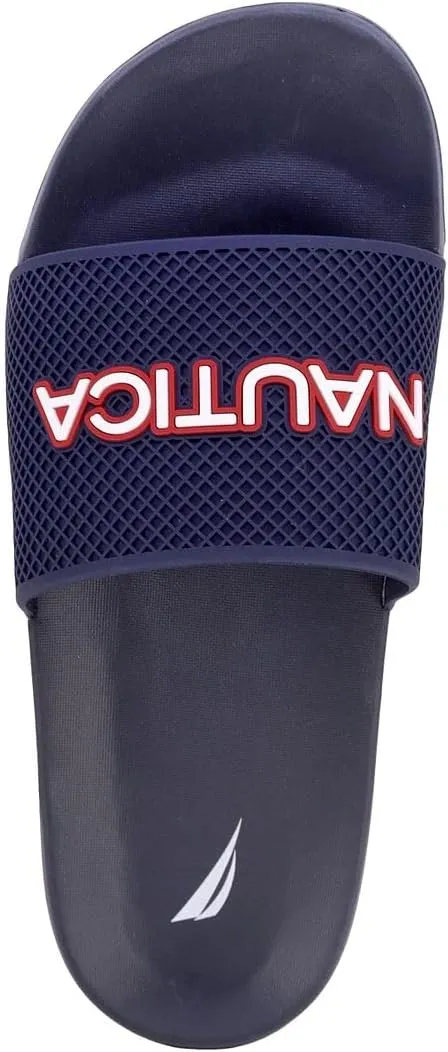 Nautica Men's Open Toe Slide Sandals - Comfortable Indoor & Outdoor Shower Slippers