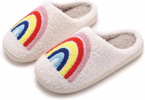 NEVEROLD Fun Cute Trendy Colorful Cartoon Illustrated Cozy Fluffy Plush Fur Slip On Cushion House Slippers for Women, Men, Girls, and Boys
