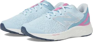 New Balance KIds Arishi Fresh Foam v4 Sneaker, QUARRY BLUE/REAL PINK/CHROME BLUE, 3.5 W Big Kid (8-12 Years)