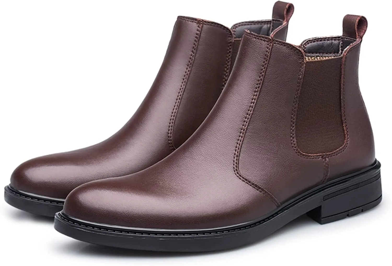 New Mens Chelsea Boot Elastic Bandage Vegan Leather Slip On Waterproof Non Wearable Anti-slip Fashion Casual Slip On