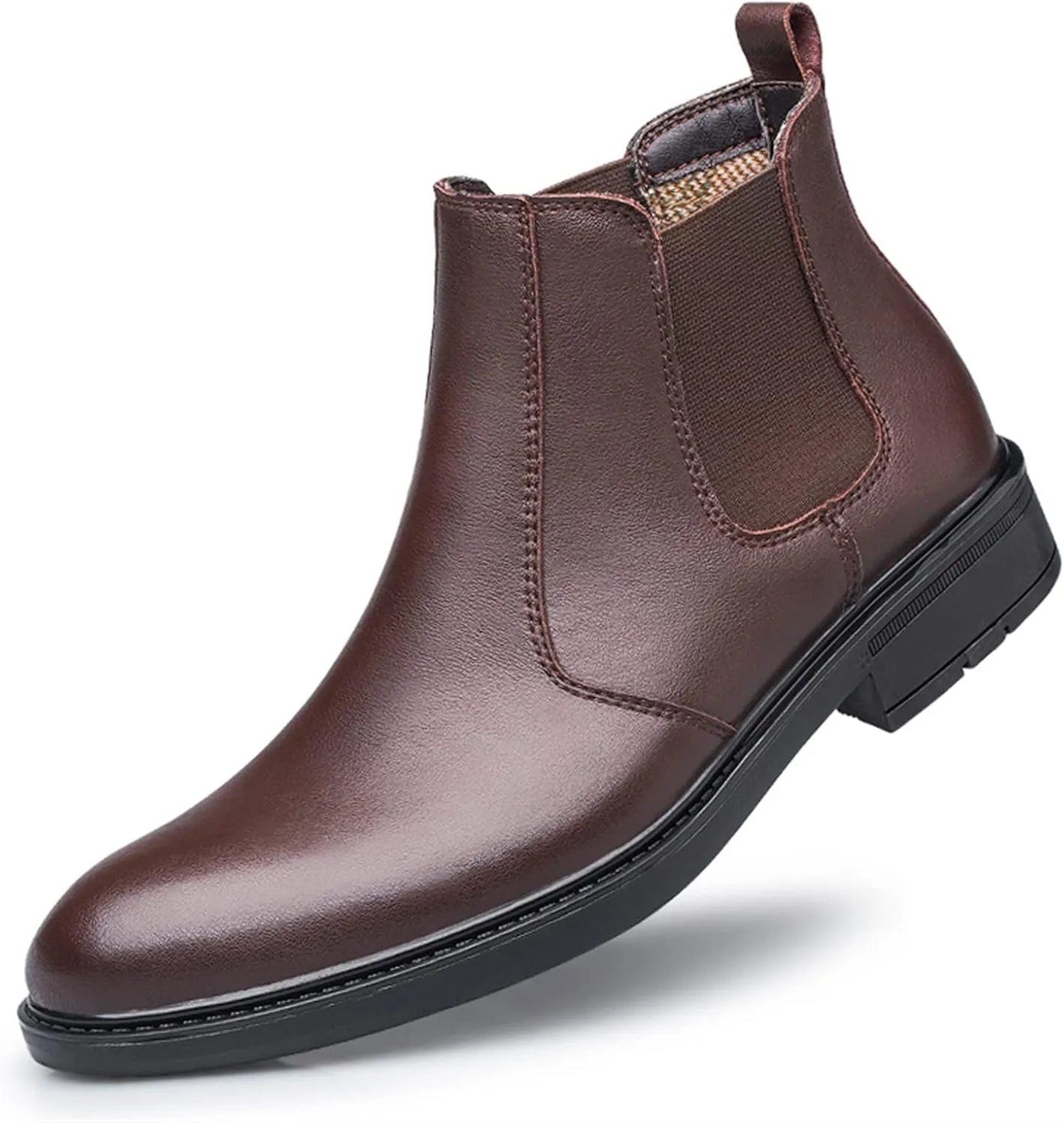 New Mens Chelsea Boot Elastic Bandage Vegan Leather Slip On Waterproof Non Wearable Anti-slip Fashion Casual Slip On
