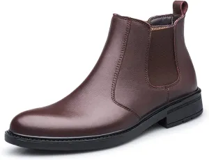 New Mens Chelsea Boot Elastic Bandage Vegan Leather Slip On Waterproof Non Wearable Anti-slip Fashion Casual Slip On