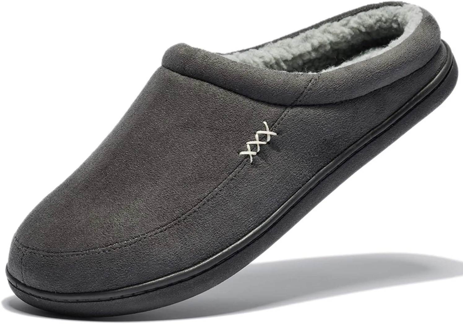 NewDenBer Men's Warm Memory Foam Slippers Suede Plush Fleece Lined Slip on Indoor Outdoor Clog House Shoes