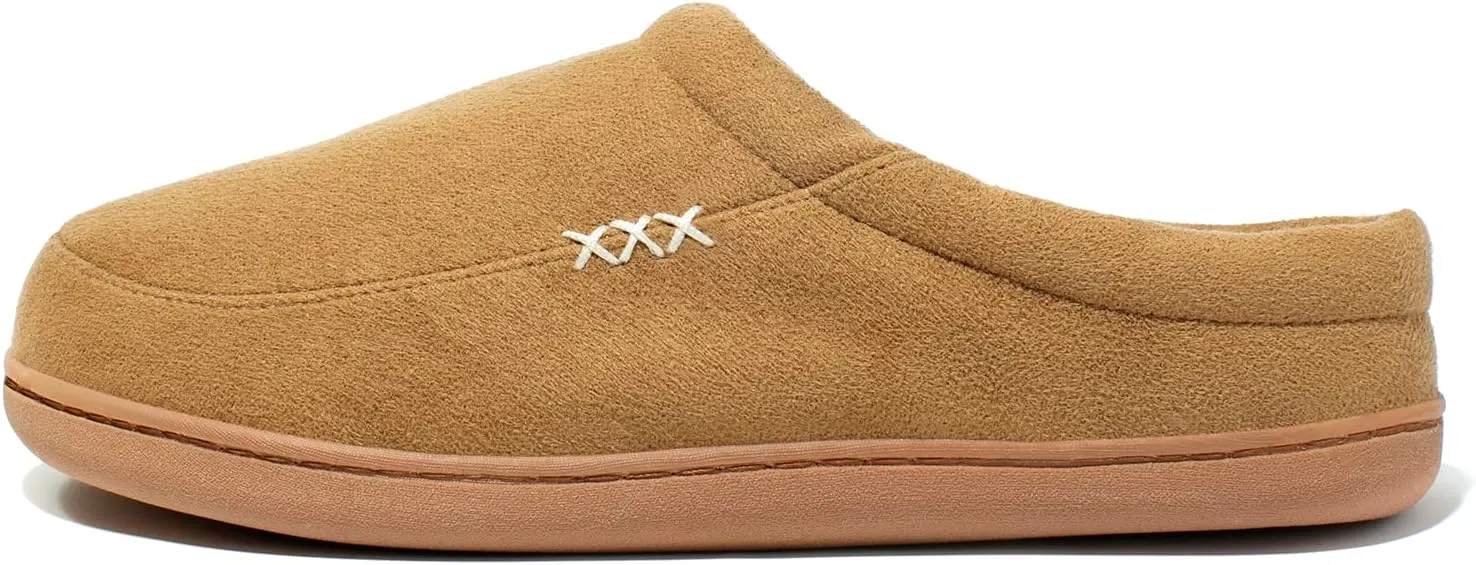 NewDenBer Men's Warm Memory Foam Suede Plush Fleece Lined Slip on Indoor Outdoor Clog House Slippers