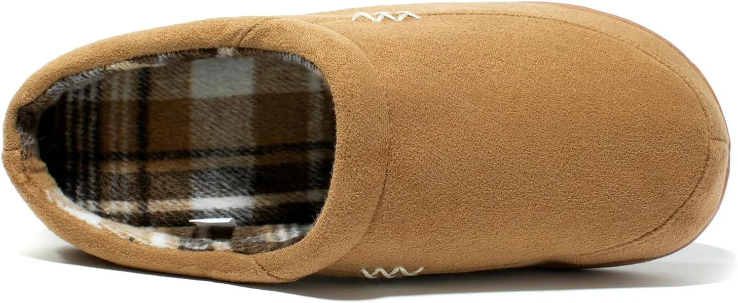 NewDenBer Men's Warm Memory Foam Suede Plush Fleece Lined Slip on Indoor Outdoor Clog House Slippers