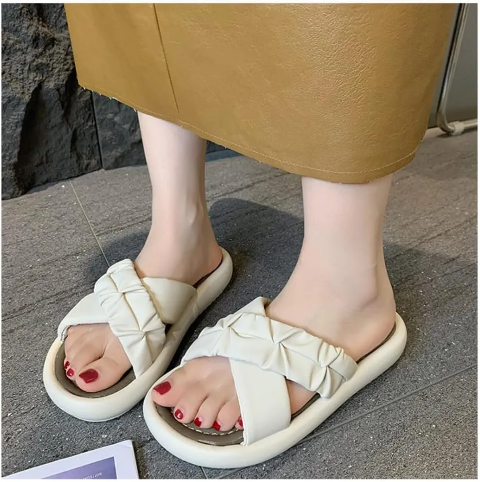Non Slip Hospital Slippers for Women Labor and Delivery - Cute Mom Shoes Bare Foot Slip on Chunky Open Toe White Sandals Trendy Kawaii Maternity Gift for Pregnant Wife's Safety Comfort Convenience