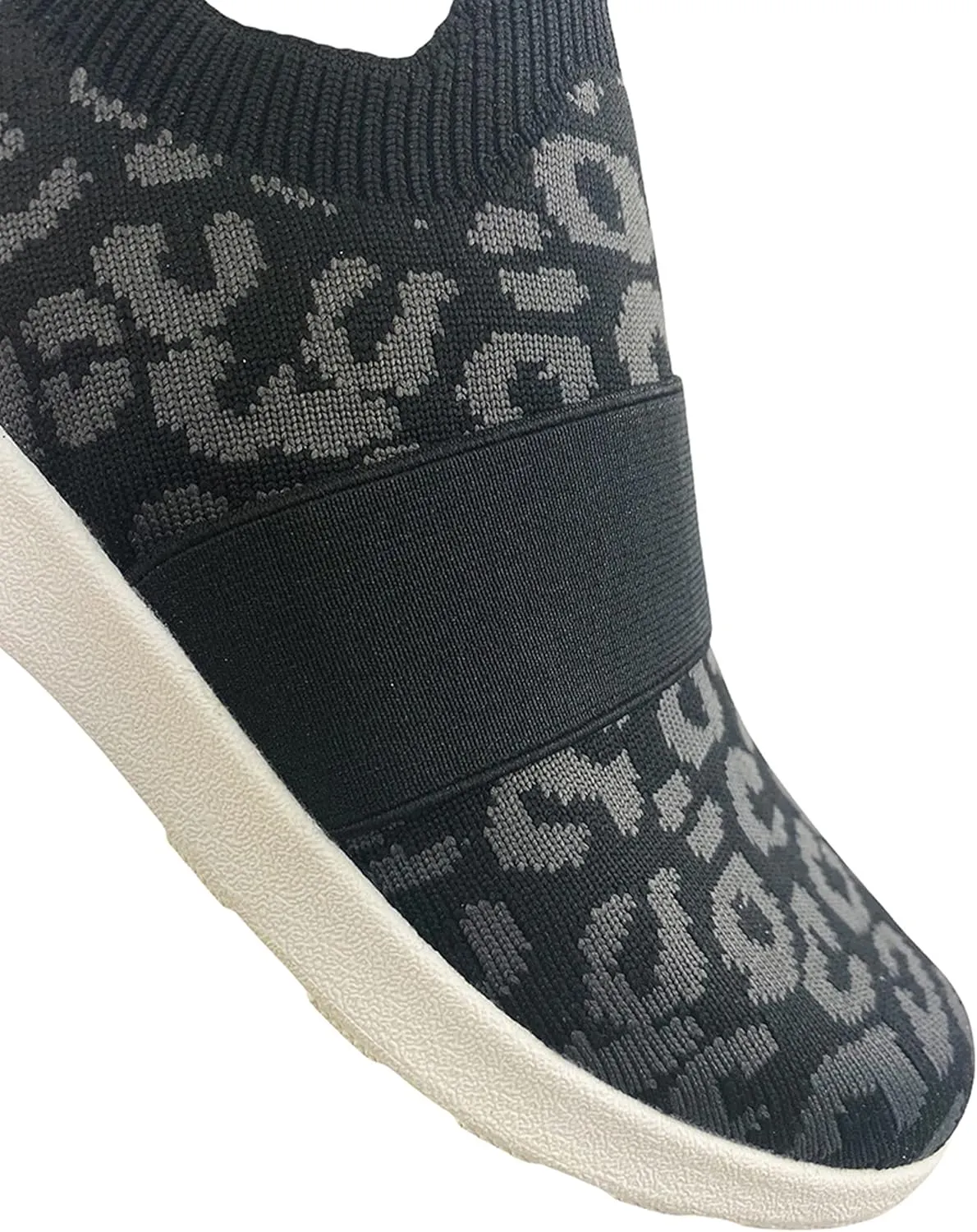 Not Rated Women's Casual Breathable Fly Knit Textile Leopard Jia Slip-on Sneakers