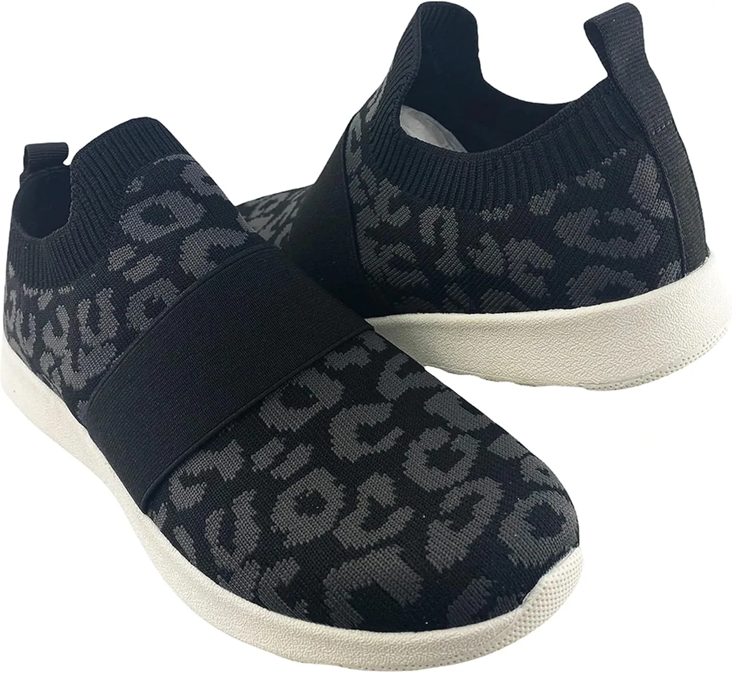 Not Rated Women's Casual Breathable Fly Knit Textile Leopard Jia Slip-on Sneakers