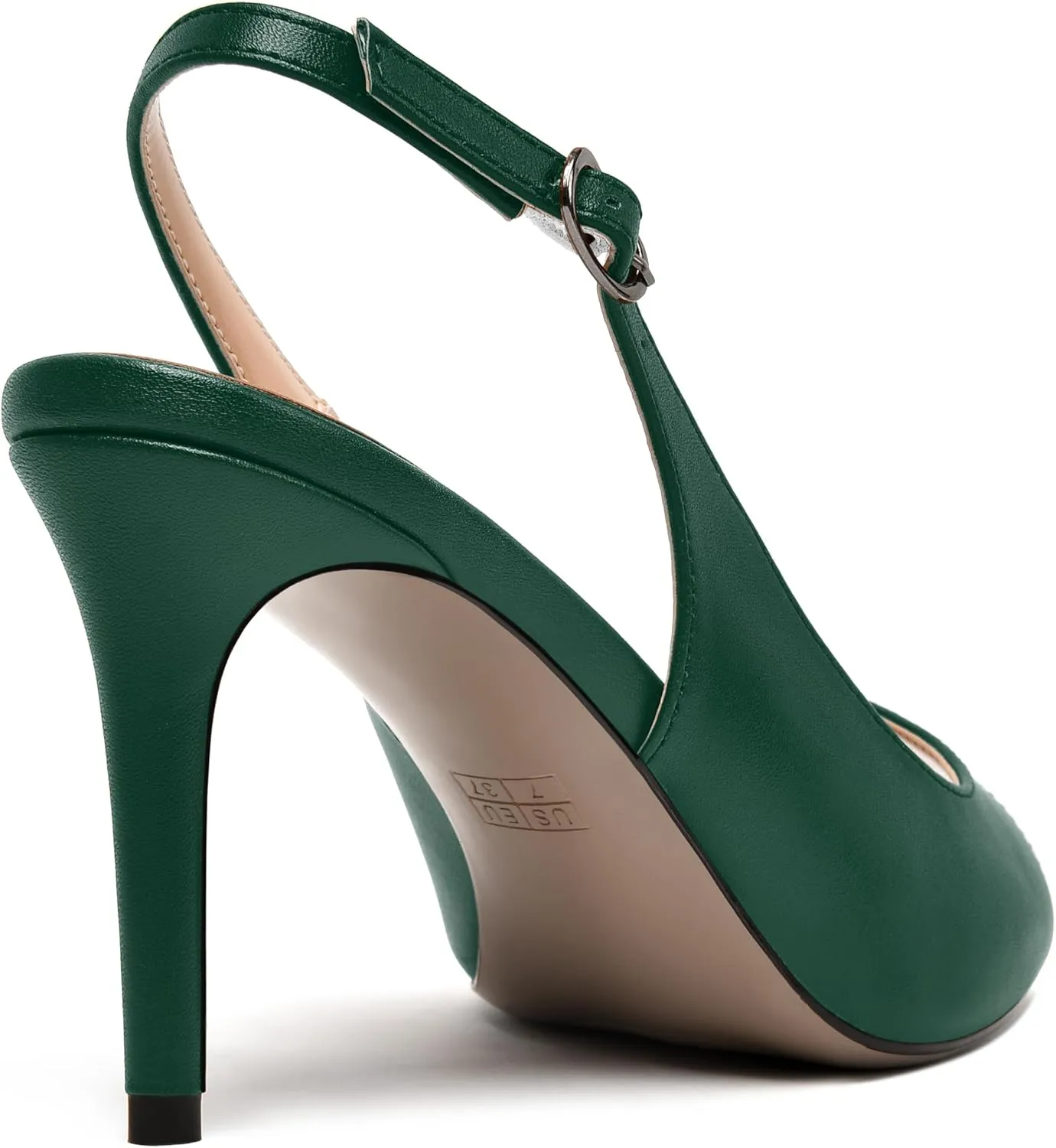 NUMALEO Womens Buckle Fashion Peep Toe Sexy Matte Slingback Evening Stiletto High Heel Pumps Shoes 3.3 Inch