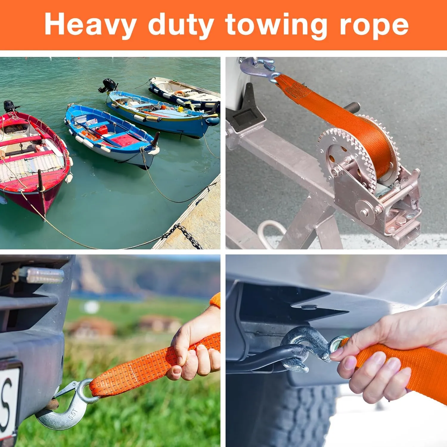 Nylon Tow Strap with Hooks 2" x 20 ft, 20,000lb Break Strengthened Towing Rope Kit for Trucks Vehicles Towing Acessories,Tow Cable for Truck Boat,Roadside Emergency Car Kit
