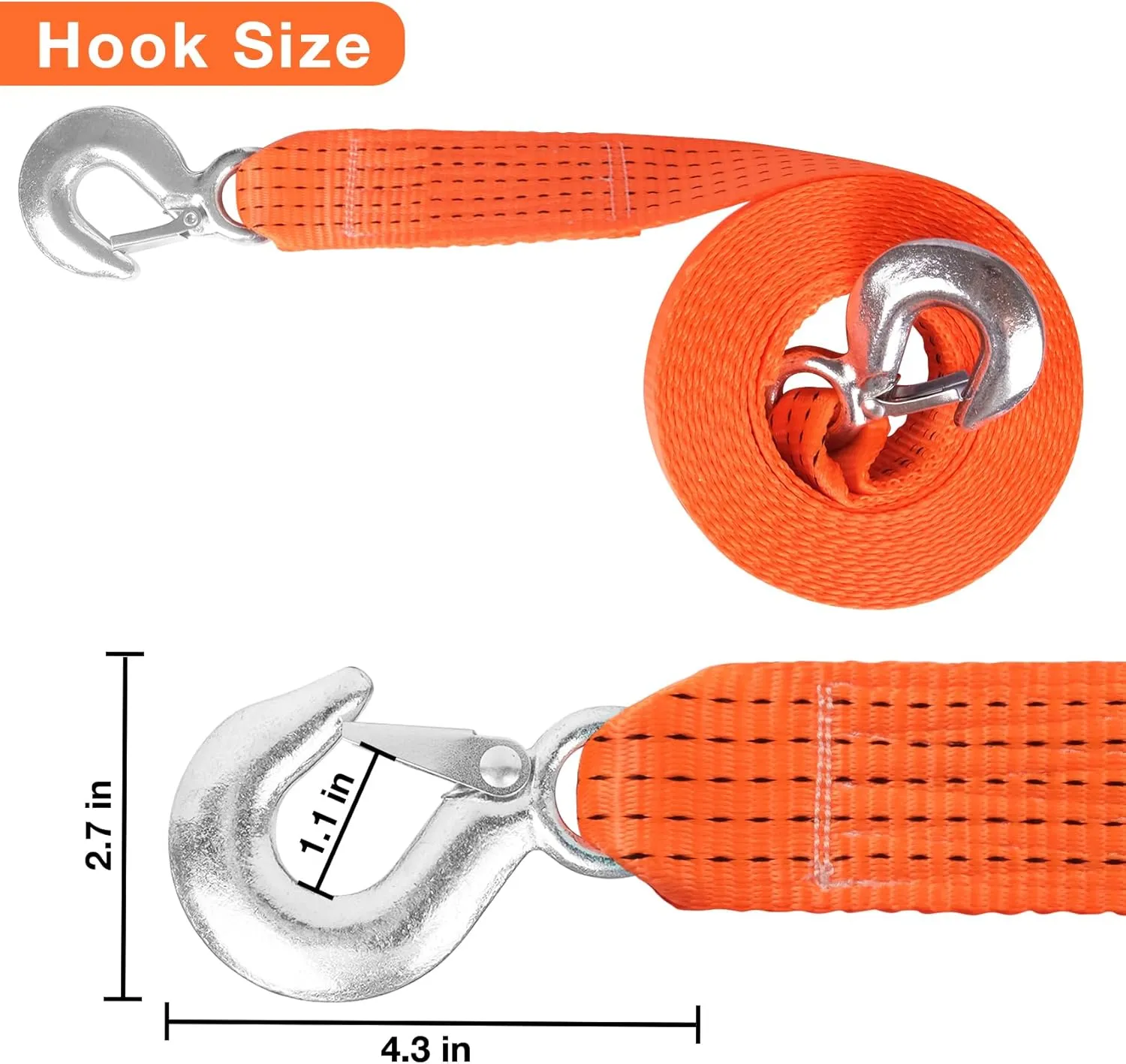 Nylon Tow Strap with Hooks 2" x 20 ft, 20,000lb Break Strengthened Towing Rope Kit for Trucks Vehicles Towing Acessories,Tow Cable for Truck Boat,Roadside Emergency Car Kit