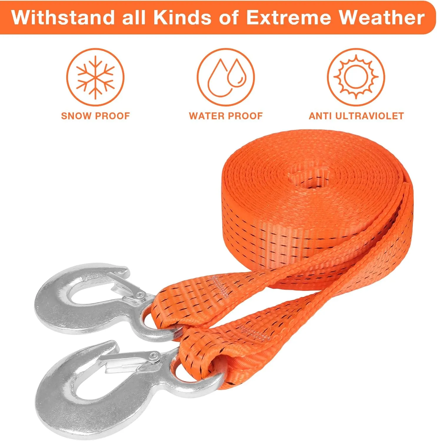 Nylon Tow Strap with Hooks 2" x 20 ft, 20,000lb Break Strengthened Towing Rope Kit for Trucks Vehicles Towing Acessories,Tow Cable for Truck Boat,Roadside Emergency Car Kit