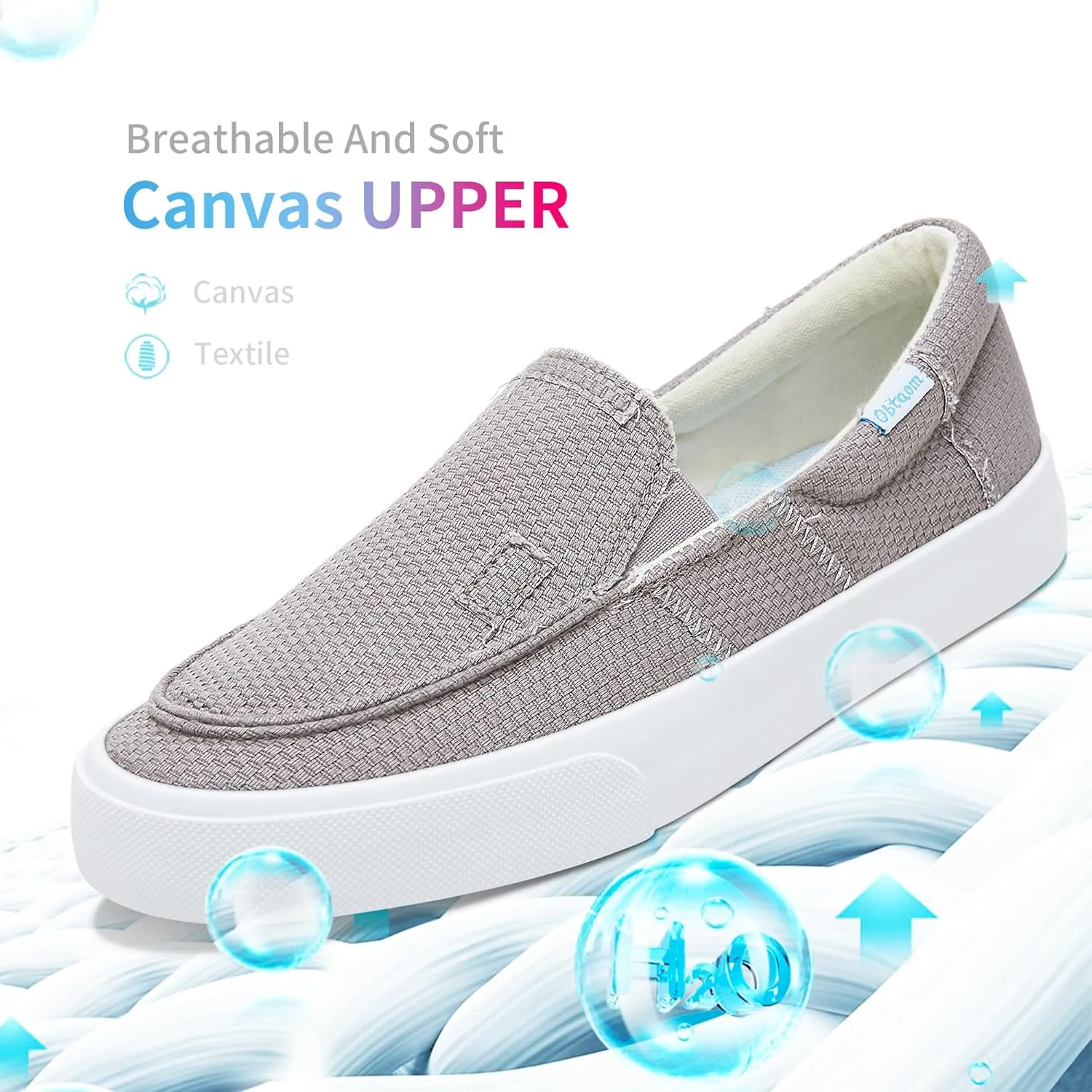 Obtaom Slip On Shoes Canvas Slip On Sneakers Comfy Arch Support Loafers Casual Canvas Fashion Sneaker