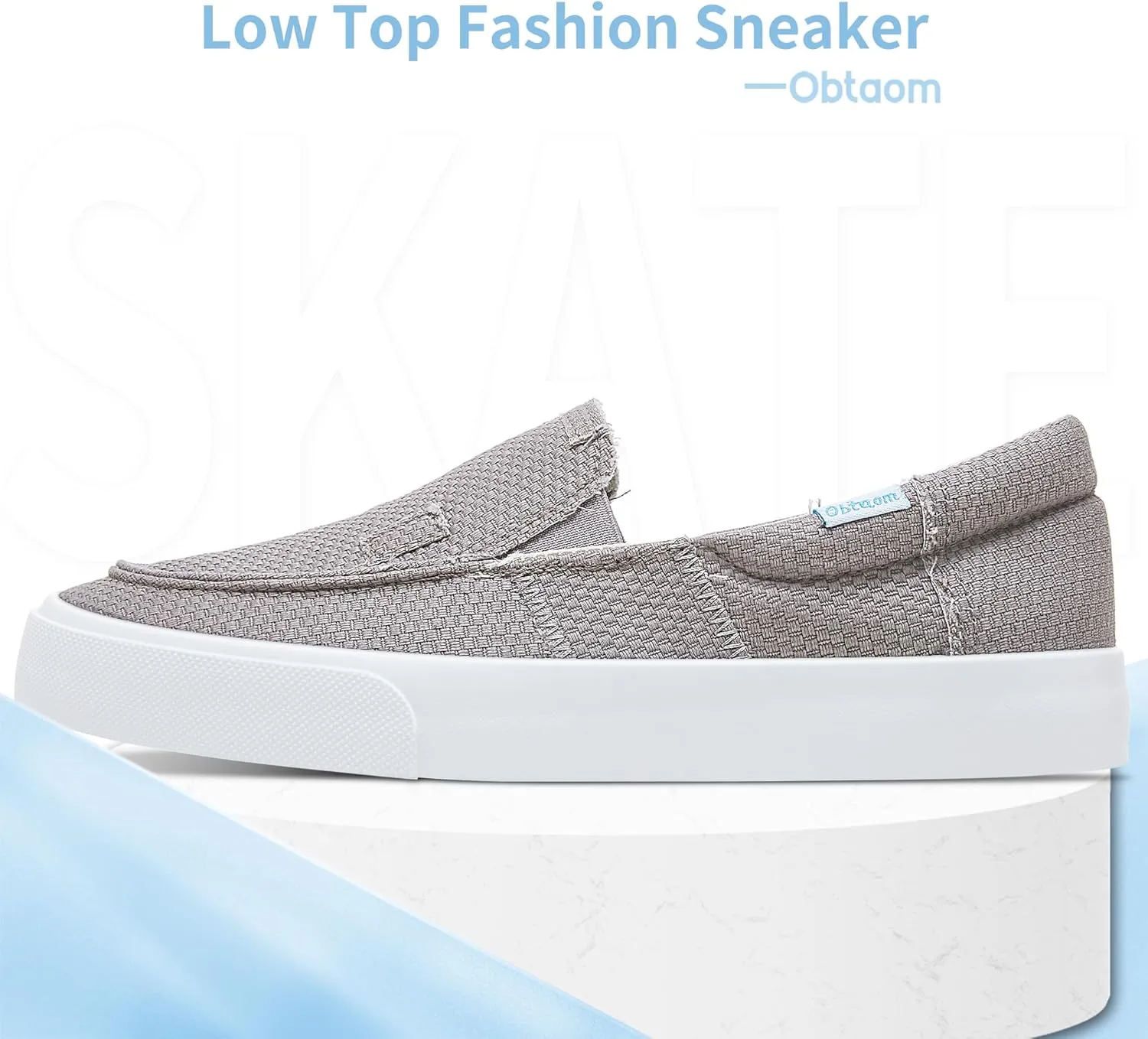 Obtaom Slip On Shoes Canvas Slip On Sneakers Comfy Arch Support Loafers Casual Canvas Fashion Sneaker