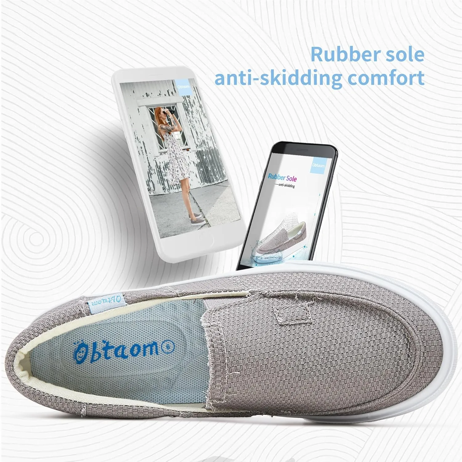 Obtaom Slip On Shoes Canvas Slip On Sneakers Comfy Arch Support Loafers Casual Canvas Fashion Sneaker
