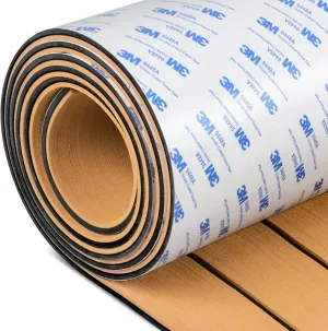 OCEANBROAD EVA Foam Boat Flooring with 3M Adhesive Backing Marine Self-Adhesive Decking 96''x45.6''/36''/28.8''/16.8'', 48''x16.8'' Faux Teak Sheet for Jon Boats Swim Platform Helm Pad RV Floor