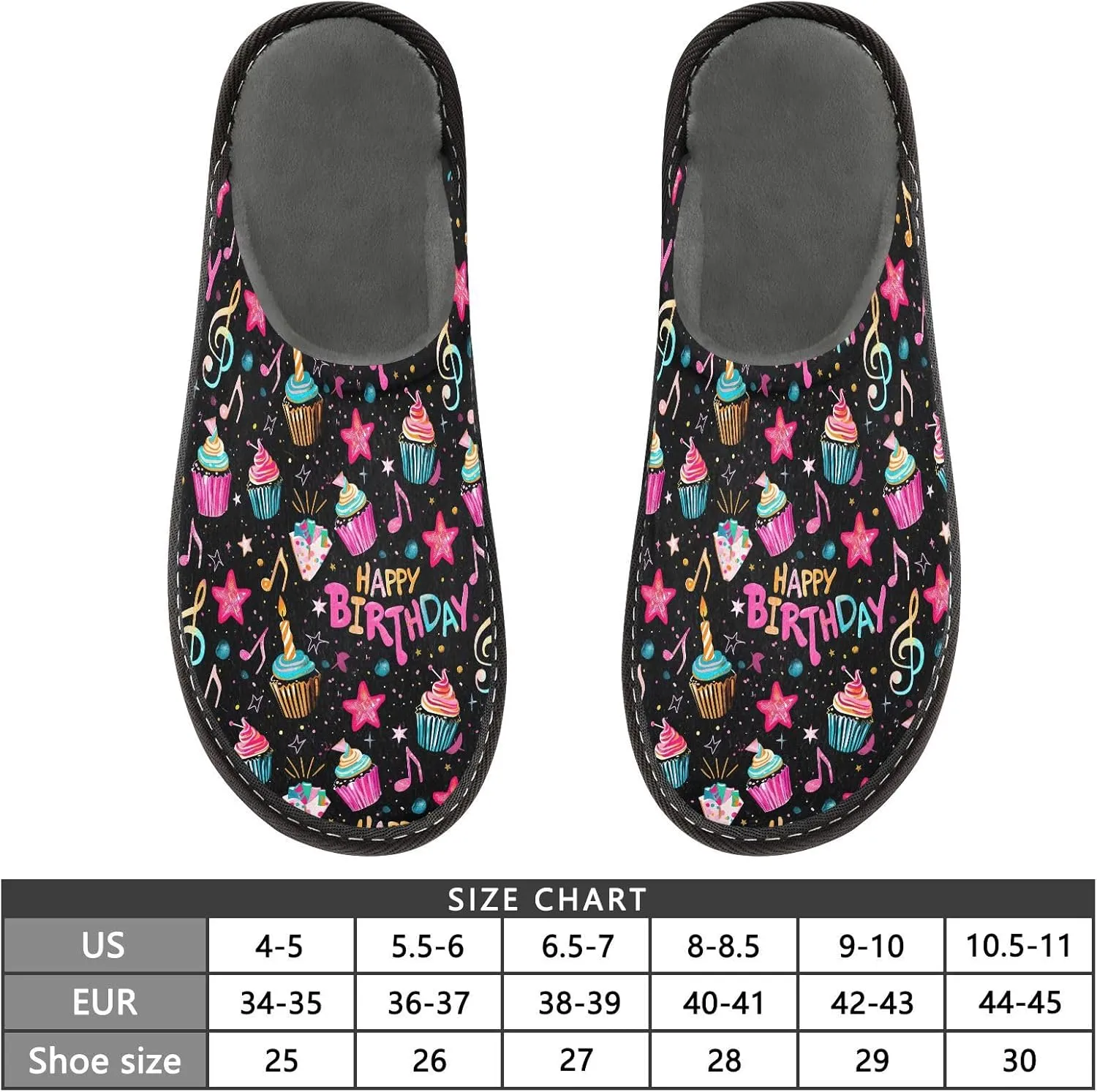 ODAWA Birthday Element Memory Foam House Shoes Slipper Woman, Cozy Washable Slip on House Shoes for Men