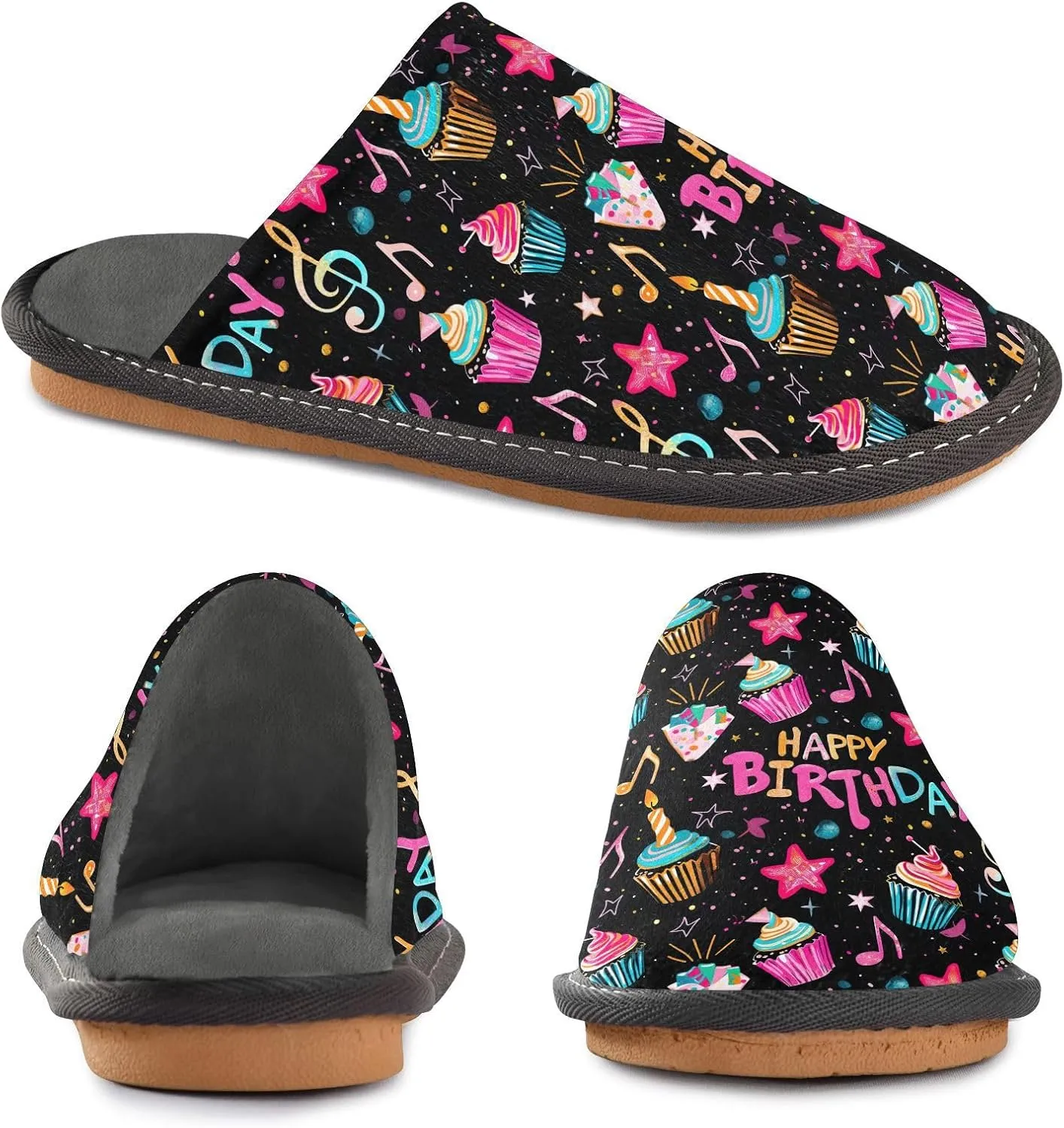 ODAWA Birthday Element Memory Foam House Shoes Slipper Woman, Cozy Washable Slip on House Shoes for Men