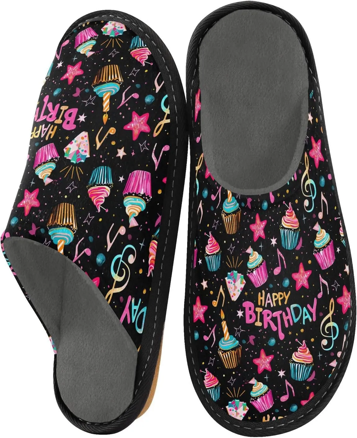ODAWA Birthday Element Memory Foam House Shoes Slipper Woman, Cozy Washable Slip on House Shoes for Men