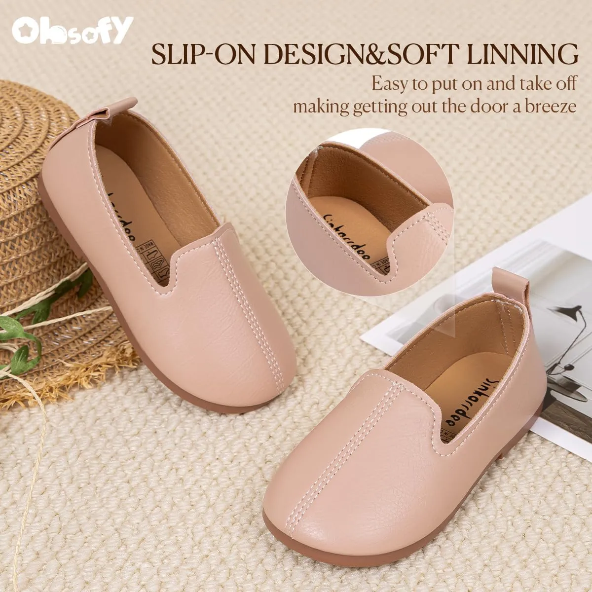 ohsofy Boys Girls Soft Slip-On Loafers Comfort Cozy Oxford Rubber Sole Casual Wedding Party Dress Shoes(Toddler/Little Kid)