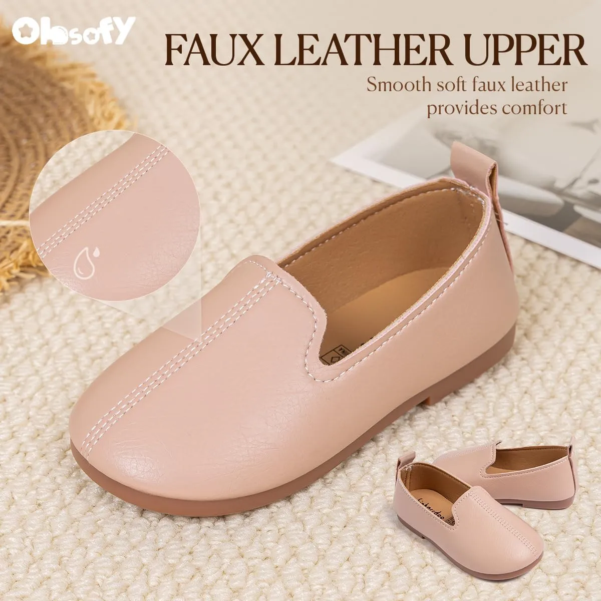ohsofy Boys Girls Soft Slip-On Loafers Comfort Cozy Oxford Rubber Sole Casual Wedding Party Dress Shoes(Toddler/Little Kid)