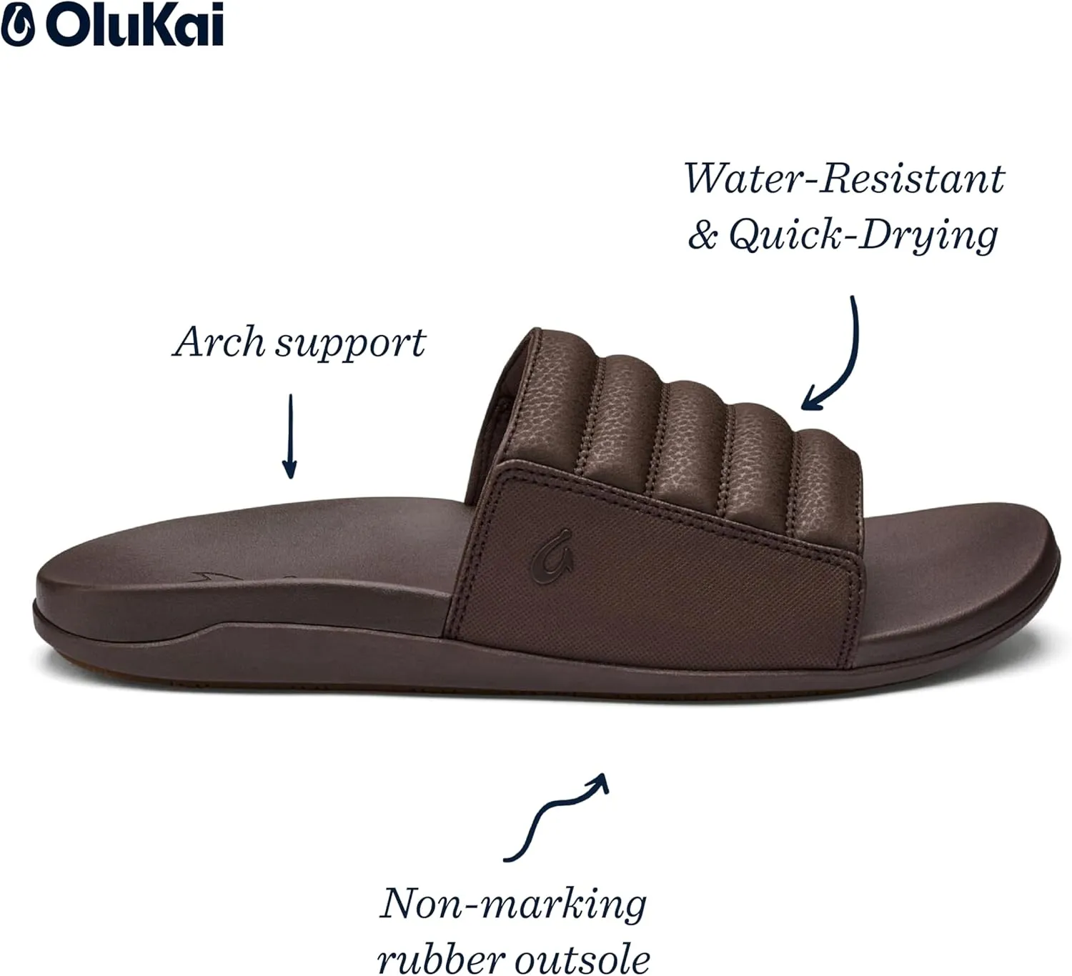 OLUKAI Maha 'Olu Men's Slide Sandal, Water-Friendly Shoe, All-Day Wear & Ultra-Soft Comfort Fit