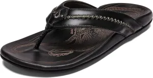 OLUKAI Mea Ola Men's Leather Beach Sandals, Soft & Durable Flip Flops, Arch Support & Comfort Fit, Enhanced Grip & Traction