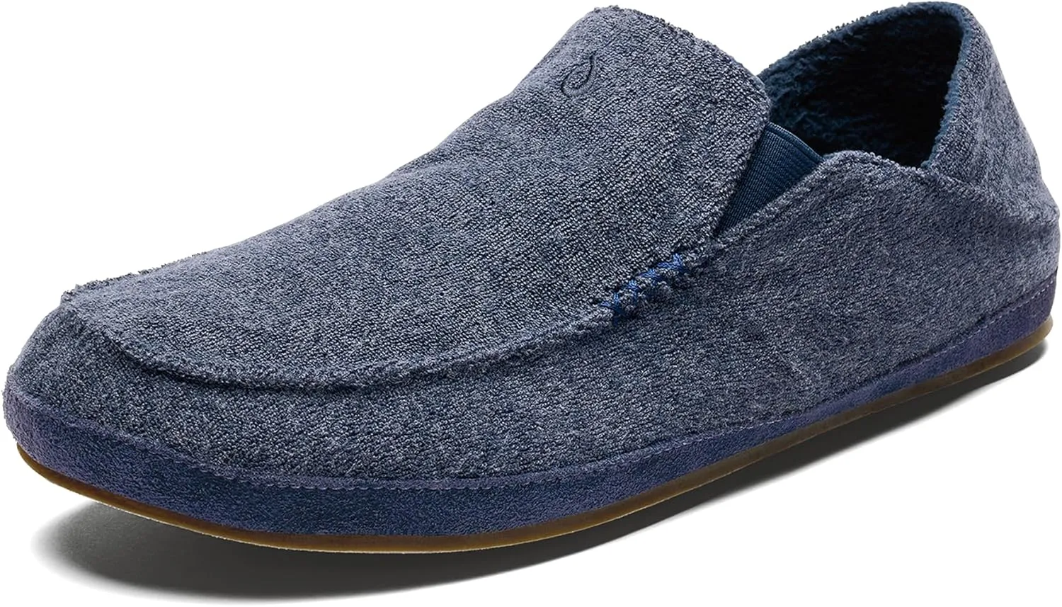 OLUKAI Moloa Hulu Men's Wool-Blend Slippers, Soft & Heathered Knit Slip On Shoes, Suede Leather Foxing, Drop-In Heel Design