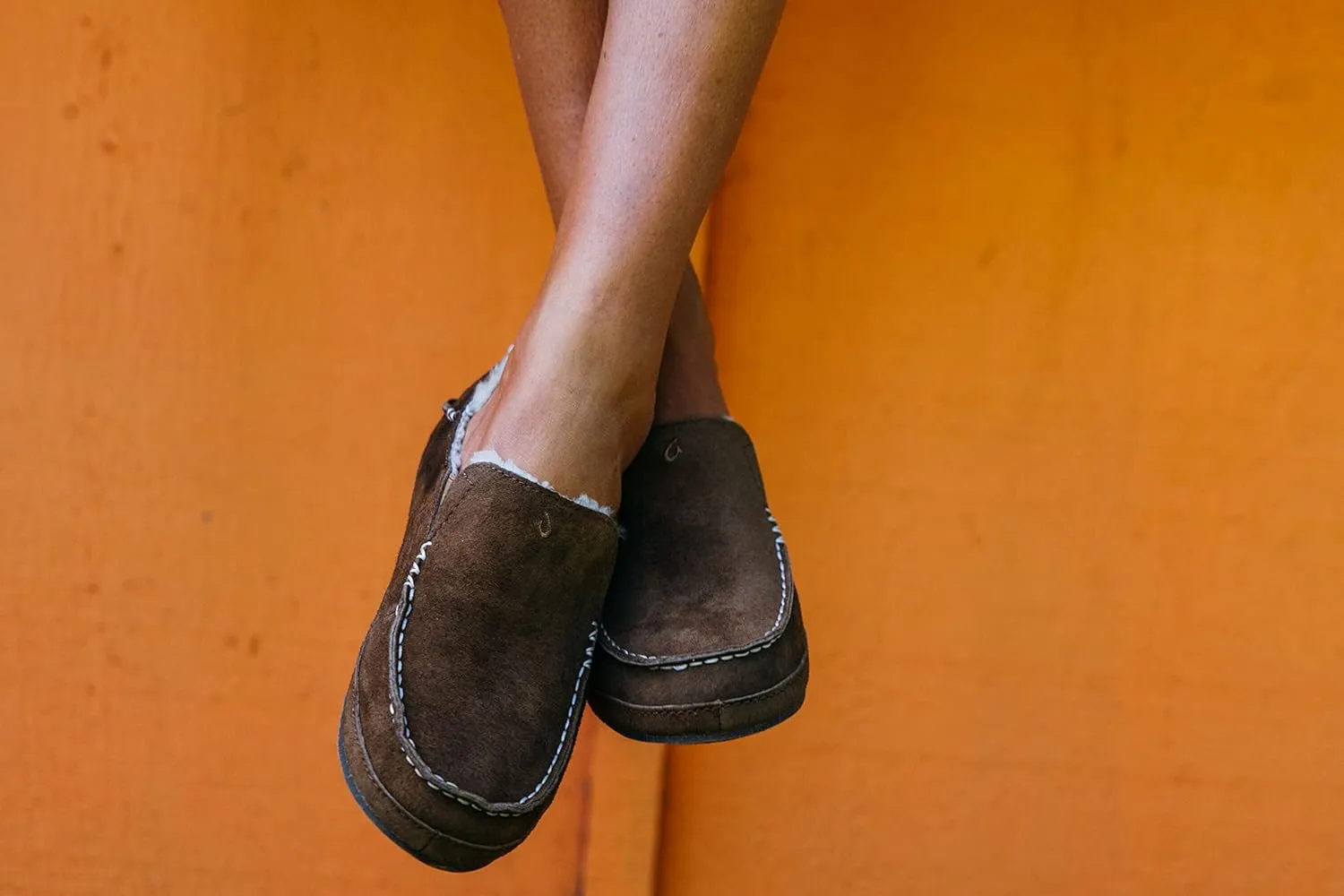 OLUKAI Nohea Slipper, Women's Slip-On Shoes, Genuine Shearling & Premium Nubuck Leather, Drop-In Heel Design, Cozy & Ultra-Soft Comfort Fit