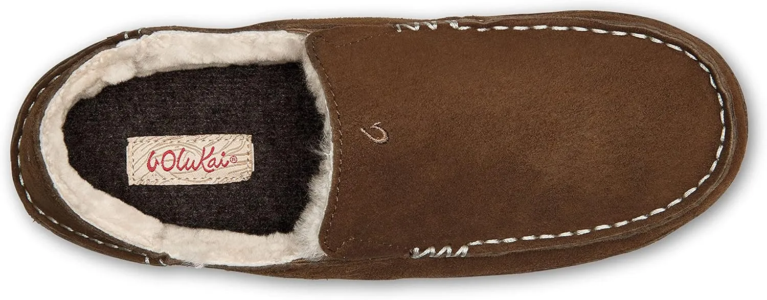 OLUKAI Nohea Slipper, Women's Slip-On Shoes, Genuine Shearling & Premium Nubuck Leather, Drop-In Heel Design, Cozy & Ultra-Soft Comfort Fit