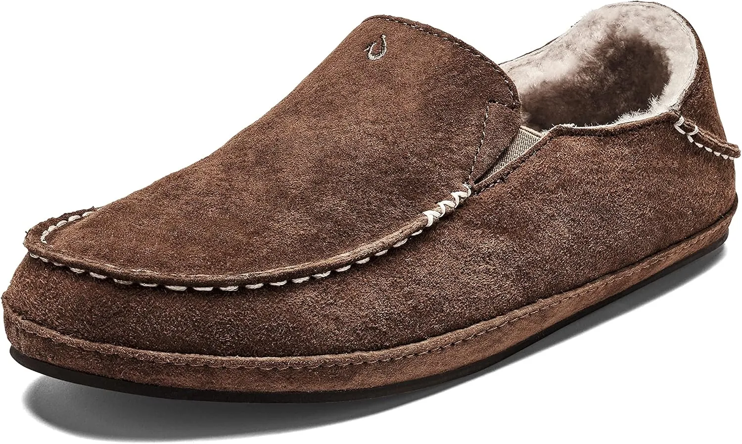 OLUKAI Nohea Slipper, Women's Slip-On Shoes, Genuine Shearling & Premium Nubuck Leather, Drop-In Heel Design, Cozy & Ultra-Soft Comfort Fit
