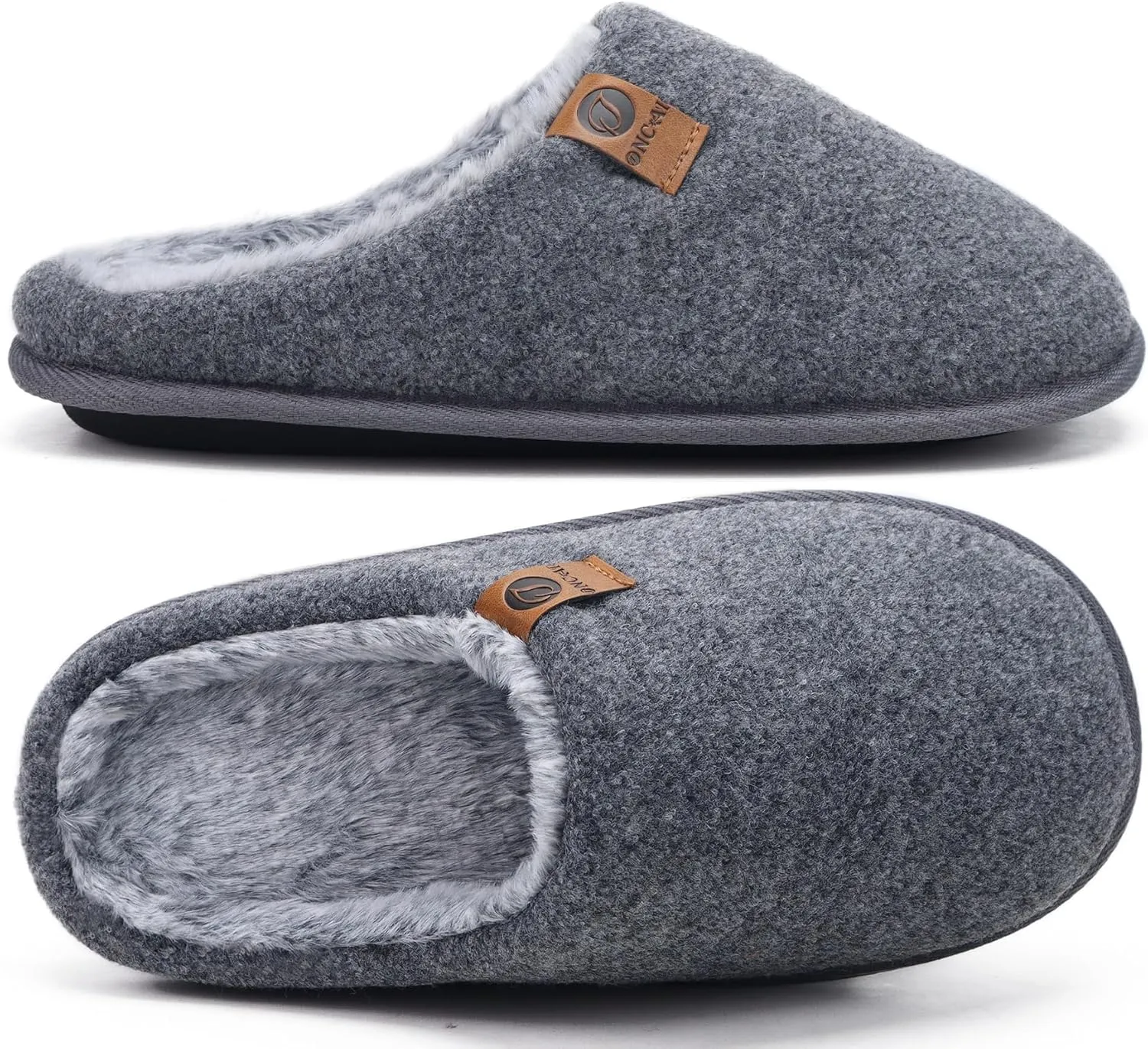 ONCAI Mens Cozy Memory Foam Scuff Slippers Slip On Warm House Shoes Indoor/Outdoor with Best Arch Support