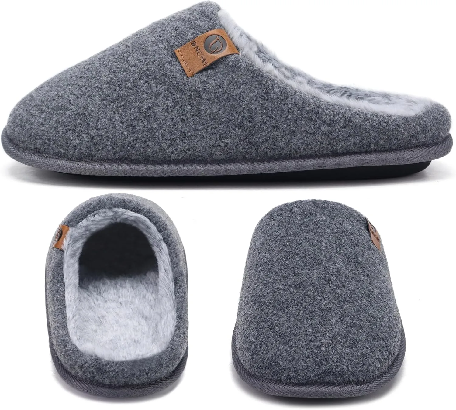 ONCAI Mens Cozy Memory Foam Scuff Slippers Slip On Warm House Shoes Indoor/Outdoor with Best Arch Support