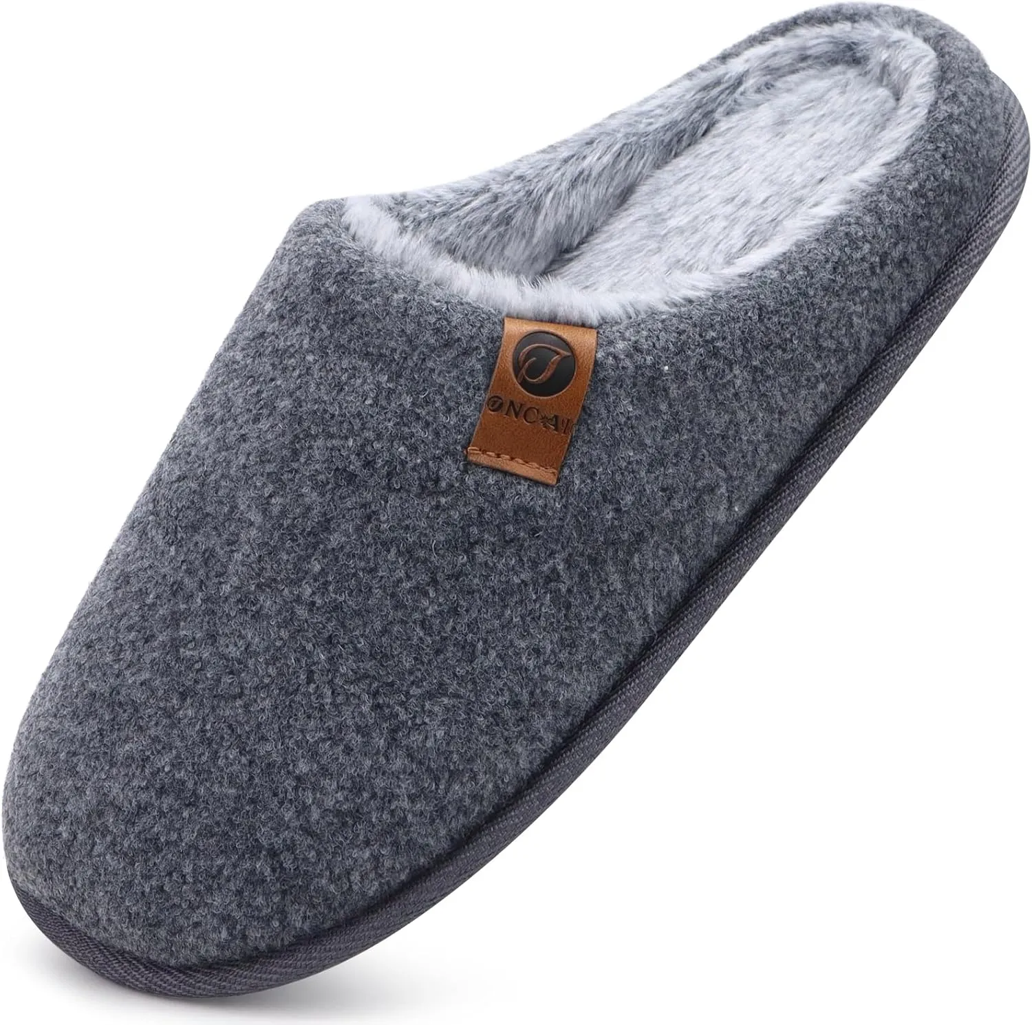 ONCAI Mens Cozy Memory Foam Scuff Slippers Slip On Warm House Shoes Indoor/Outdoor with Best Arch Support