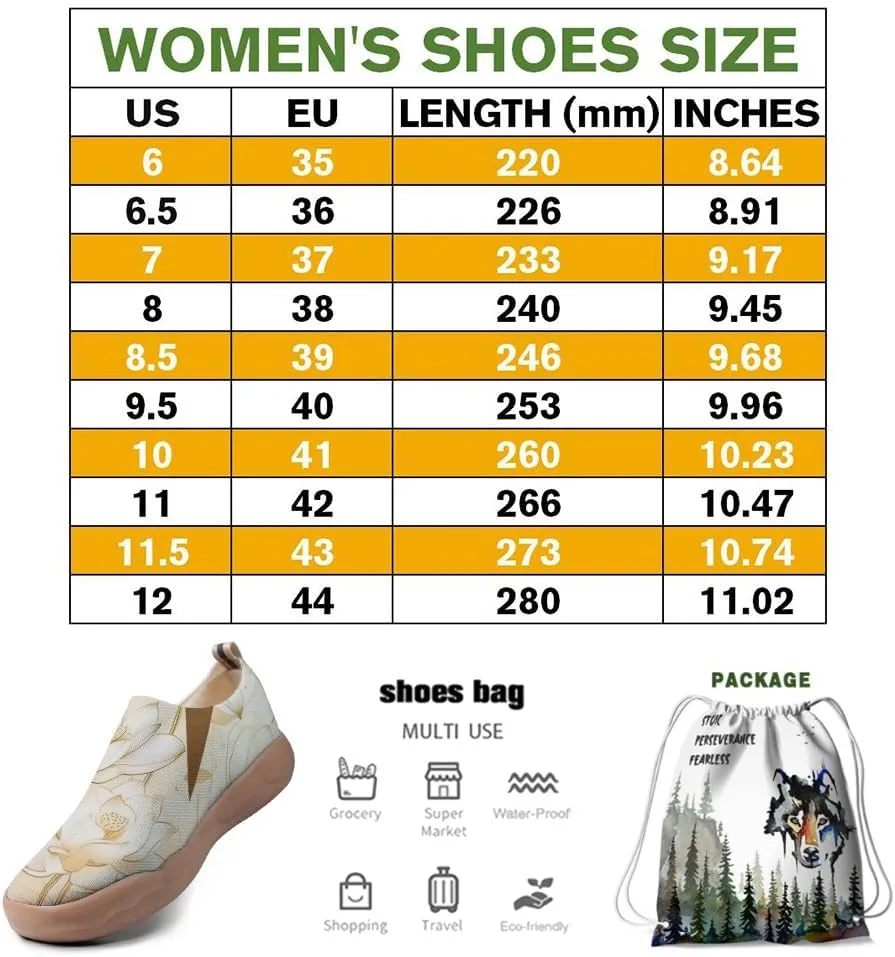 Onehorse Women's Lotus Painted Travel Shoes Slip-On Casual Lightweight Breathable Flats Comfortable Loafers