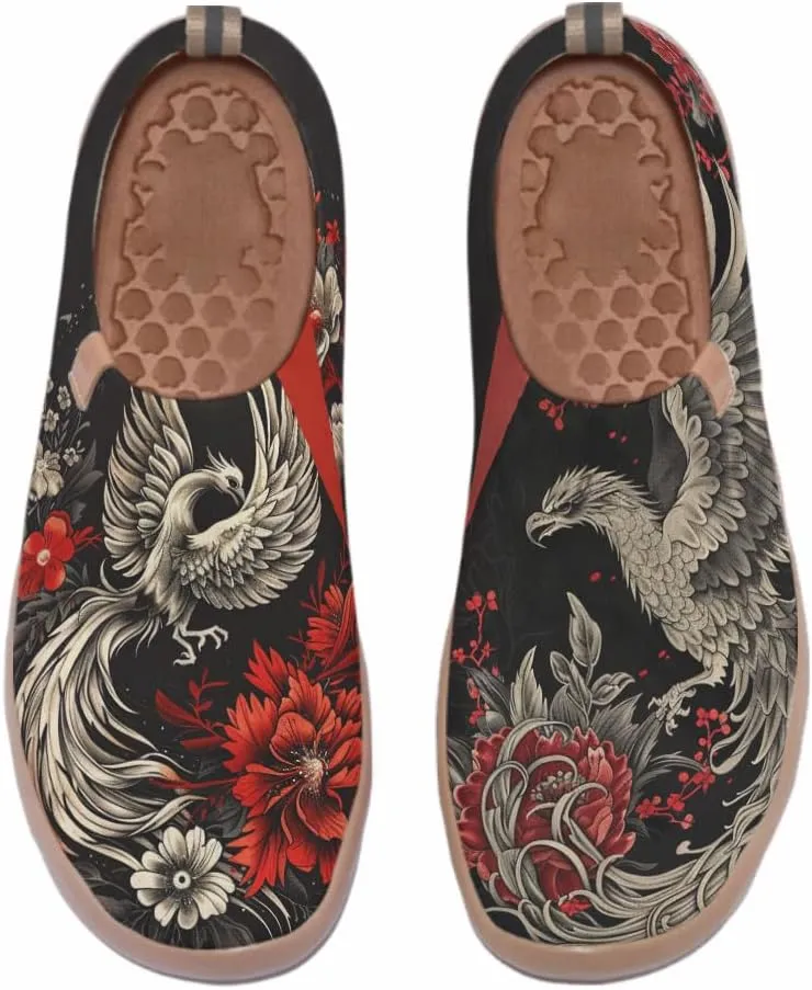 Onehorse Women's Painted Travel Shoes Breathable Knitted Mesh Loafers Slip-On Lightweight Fashion Sneakers