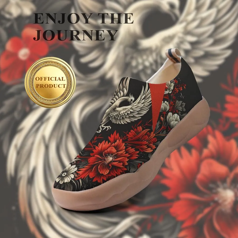 Onehorse Women's Painted Travel Shoes Breathable Knitted Mesh Loafers Slip-On Lightweight Fashion Sneakers