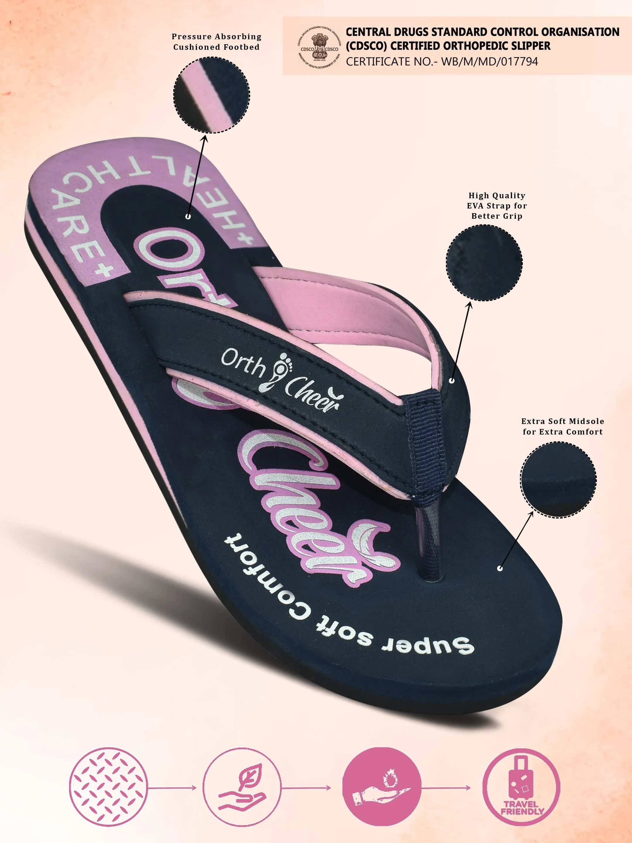 Ortho Cheer Women's Orthopedic and Diabetic Relief Super Soft, Lightweight & Comfortable Slipper