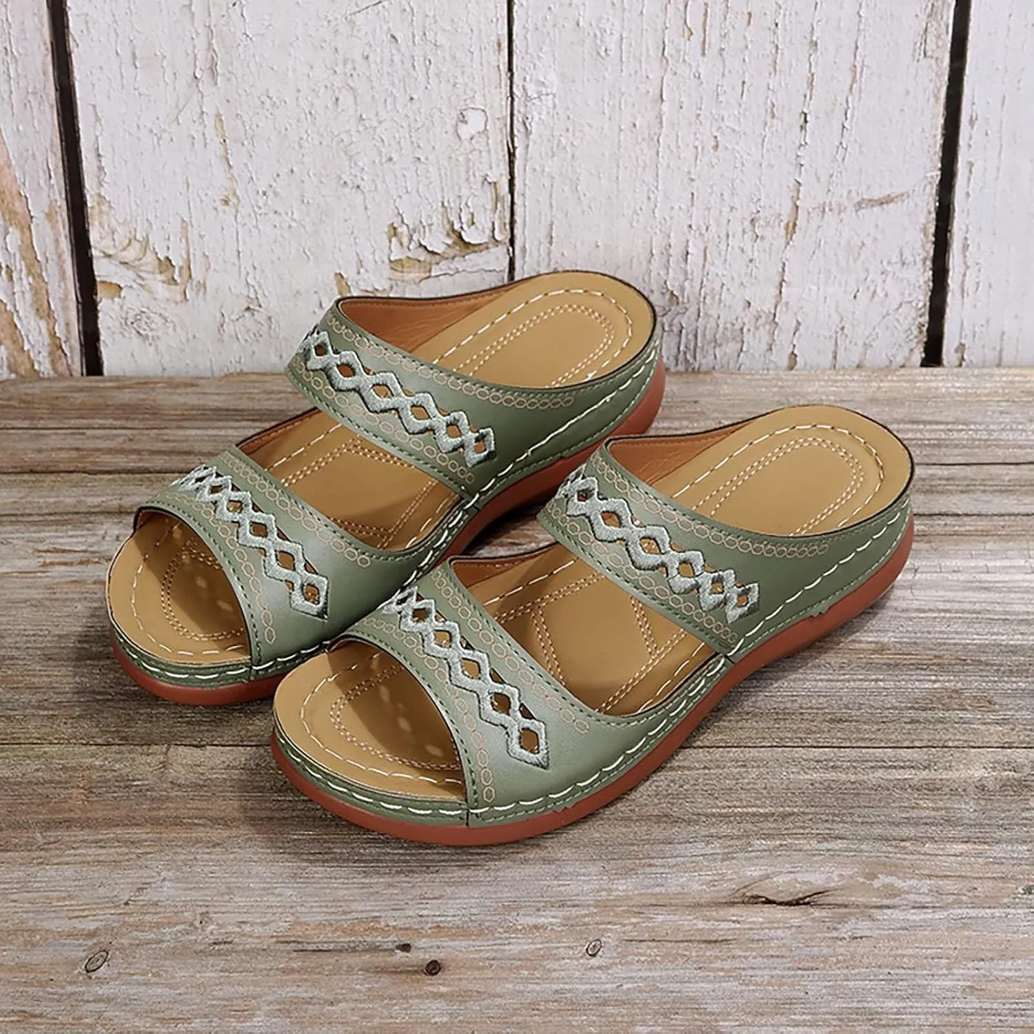 Orthopedic Sandals for Women Fashion Backless Walking Sandals Platform Wedge Sandal with Arch Support Open Toe Slip On Flip Flop Dressy Summer Flat Walking Slippers