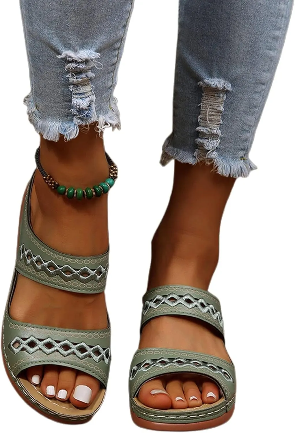 Orthopedic Sandals for Women Fashion Backless Walking Sandals Platform Wedge Sandal with Arch Support Open Toe Slip On Flip Flop Dressy Summer Flat Walking Slippers
