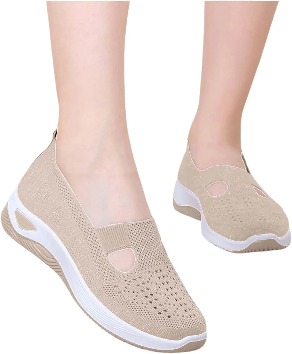 Orthopedic Shoes for Women Mesh Walking Shoes Breathable Non-Slip Slip On Loafers Lightweight Memory Foam Flat Sneakers