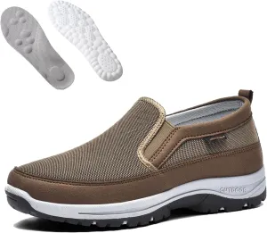 Orthowalkway Mens Shoes, Men's Arch Support Slip-on Canvas Loafers, Casual Orthopedic Sneakers Flats Walking Boat Shoes